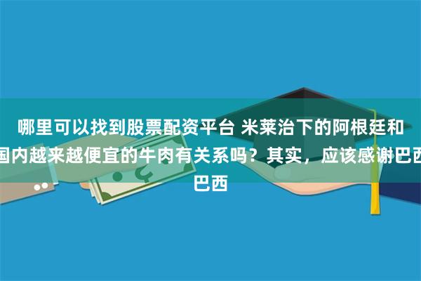 哪里可以找到股票配资平台 米莱治下的阿根廷和国内越来越便宜的牛肉有关系吗？其实，应该感谢巴西